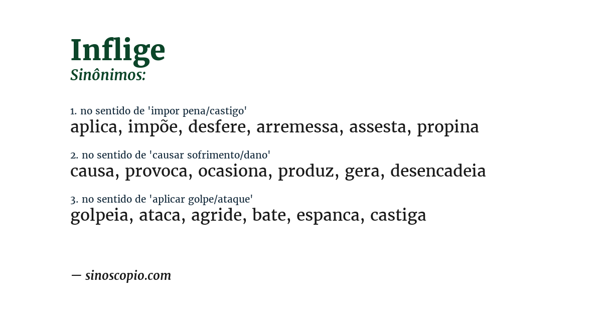 Sinônimo de inflige