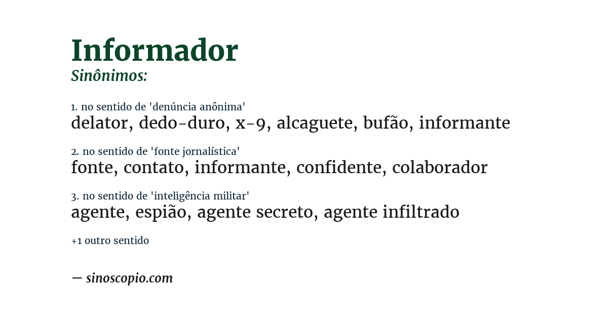 Sinônimo de informador