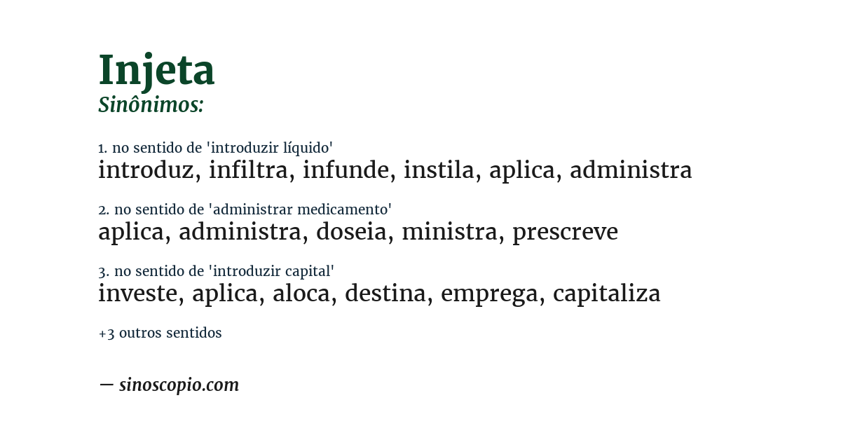 Sinônimo de injeta