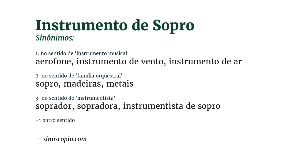 Sinônimo de instrumento de sopro
