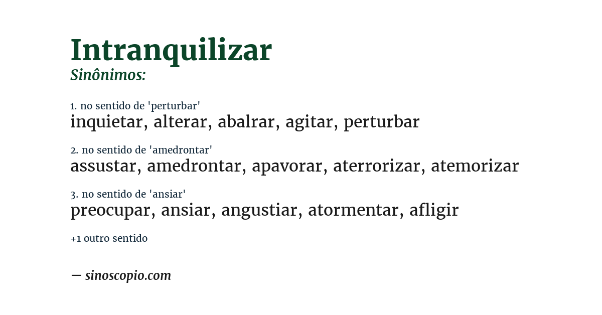Sinônimo de intranquilizar