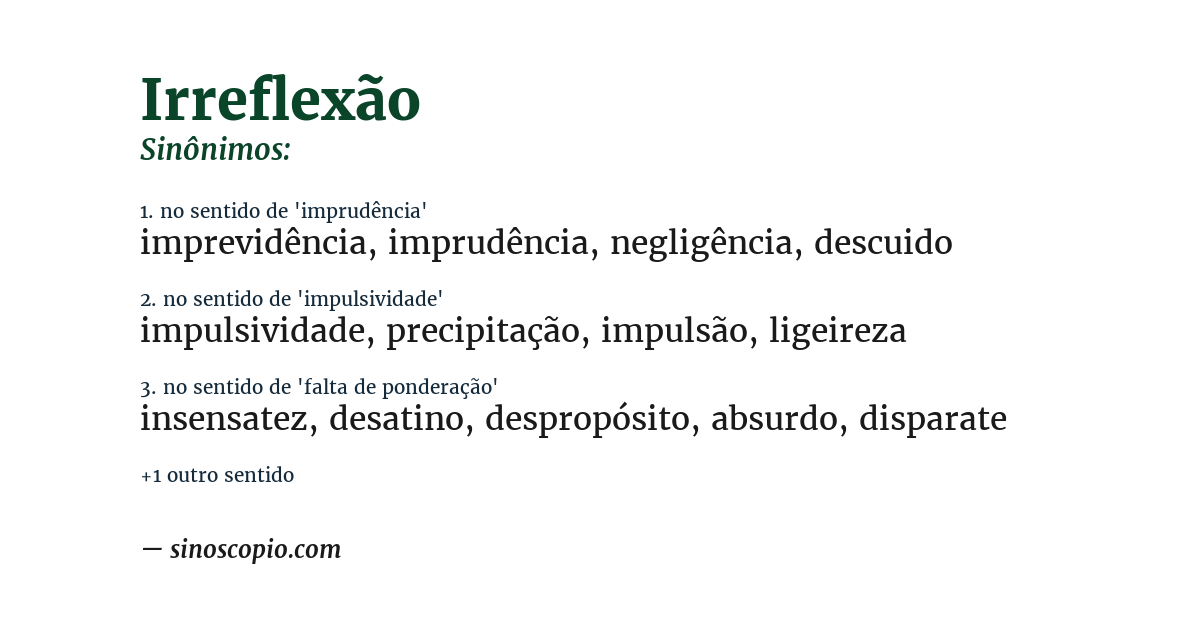 Sinônimo de irreflexão