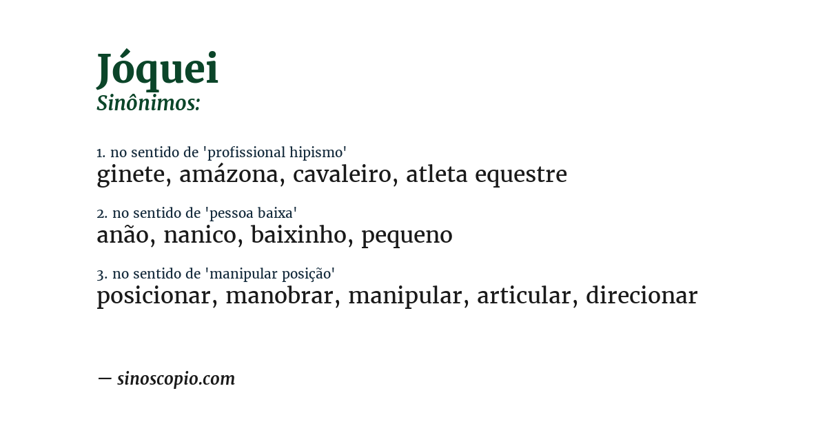 Sinônimo de jóquei