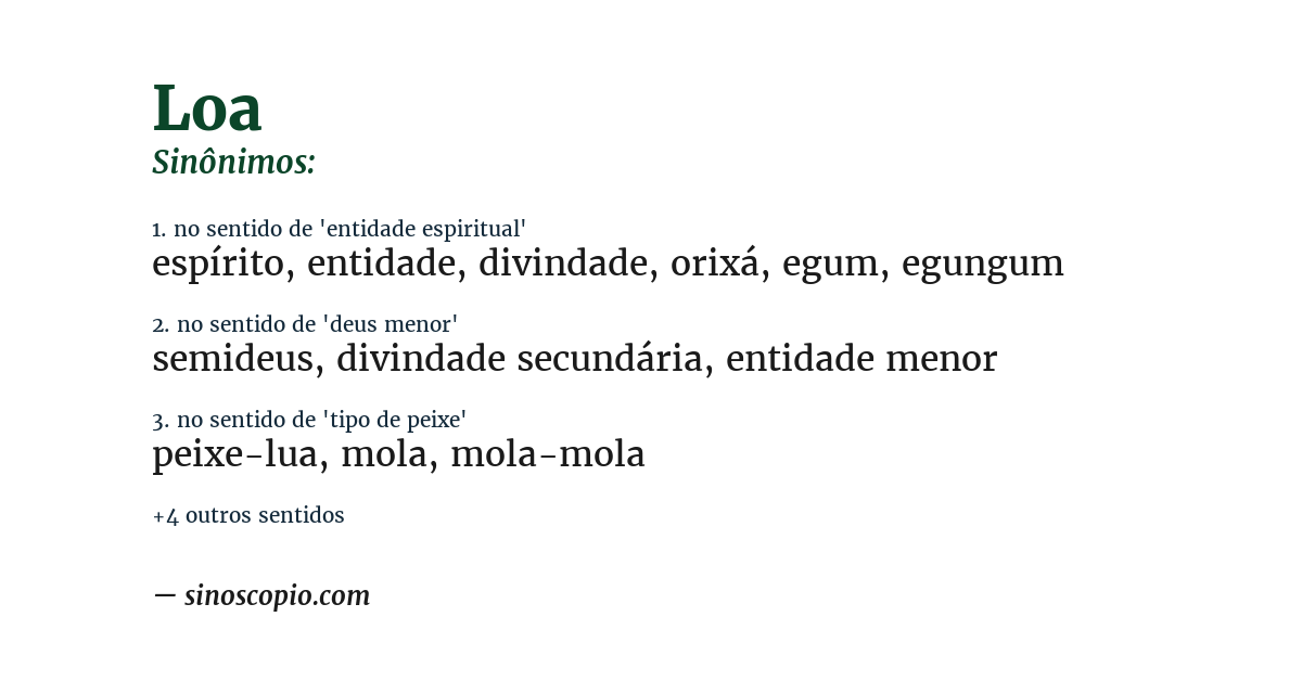 Sinônimo de loa
