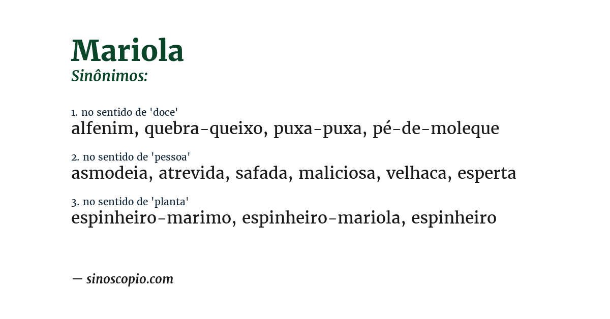 Sinônimo de mariola