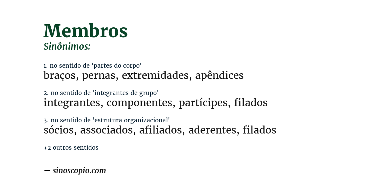 Sinônimo de membros