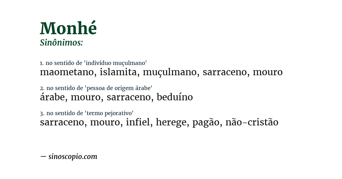 Sinônimo de monhé