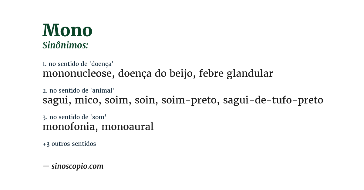 Sinônimo de mono