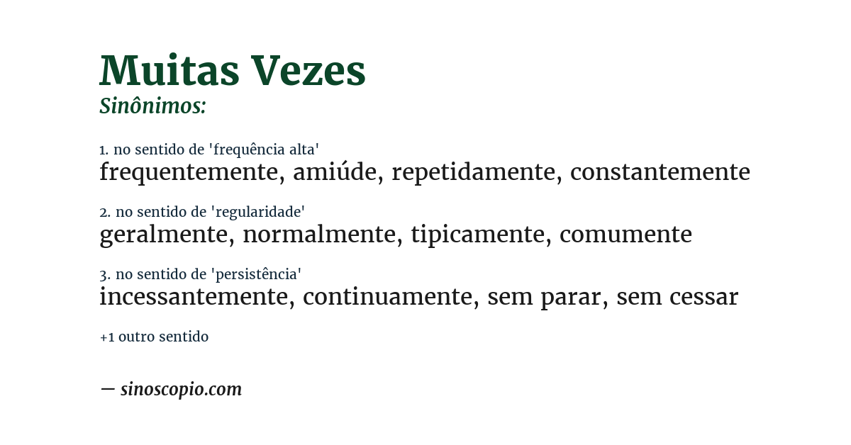Sinônimo de muitas vezes