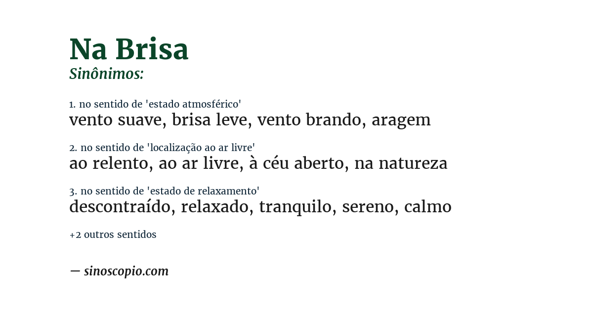 Sinônimo de na brisa