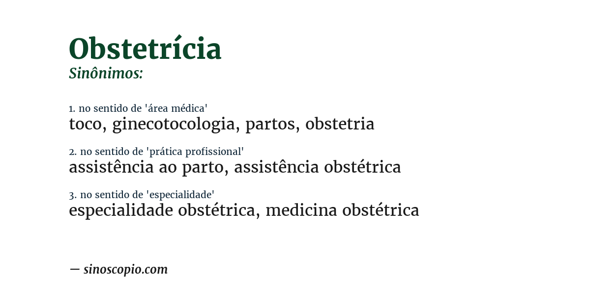 Sinônimo de obstetrícia