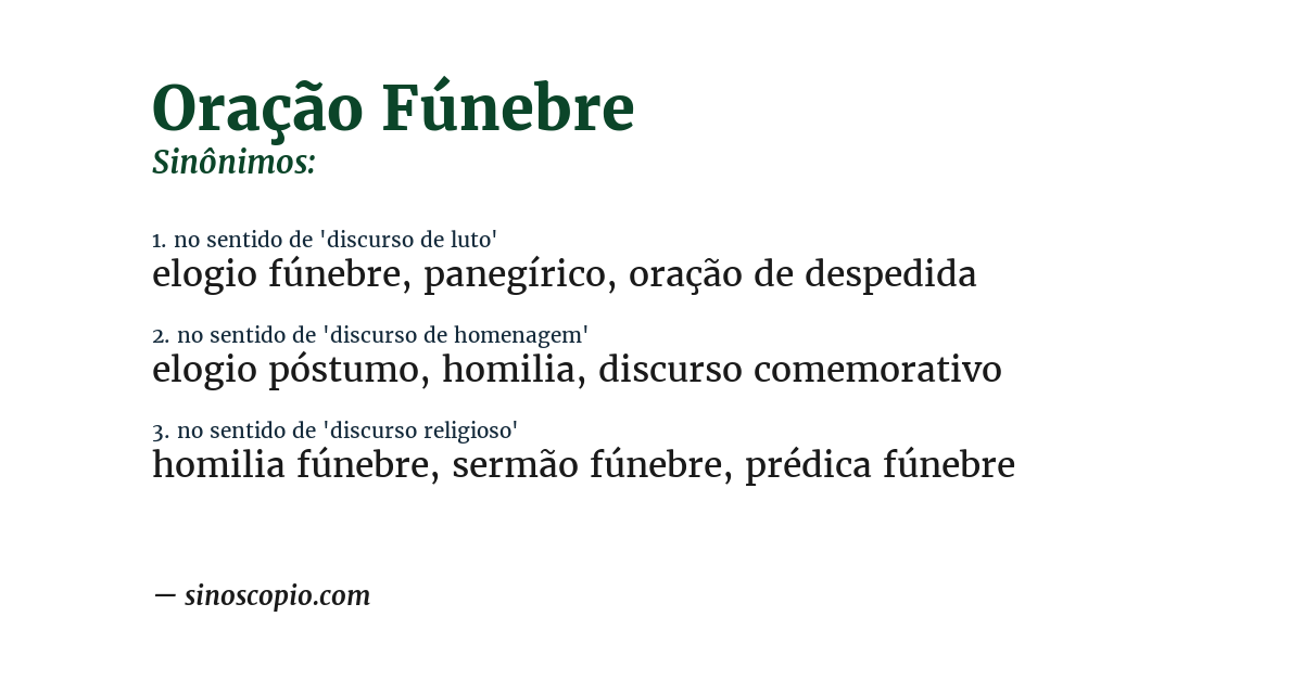 Sinônimo de oração fúnebre