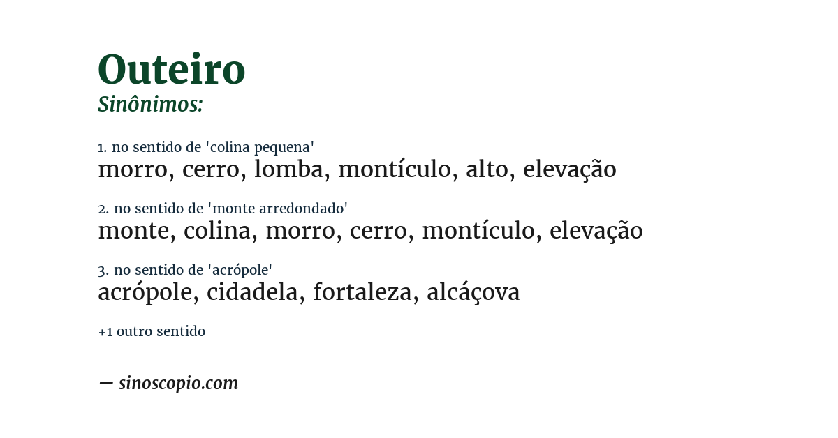 Sinônimo de outeiro