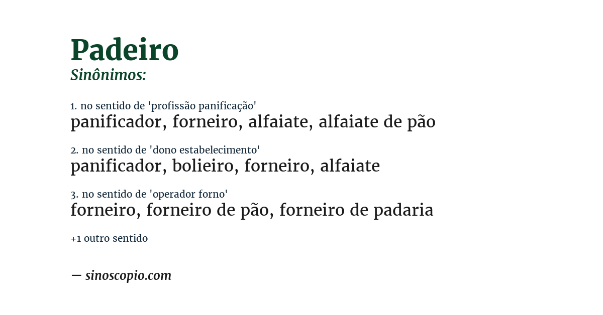 Sinônimo de padeiro
