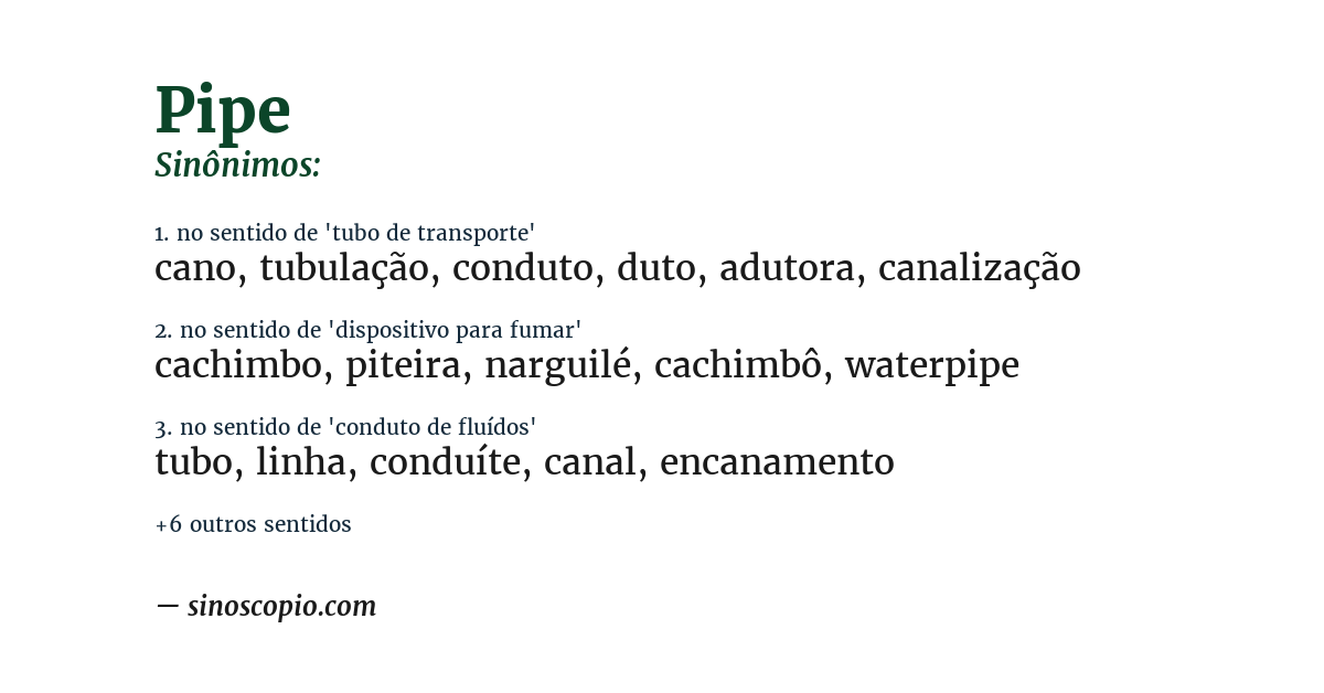 Sinônimo de pipe