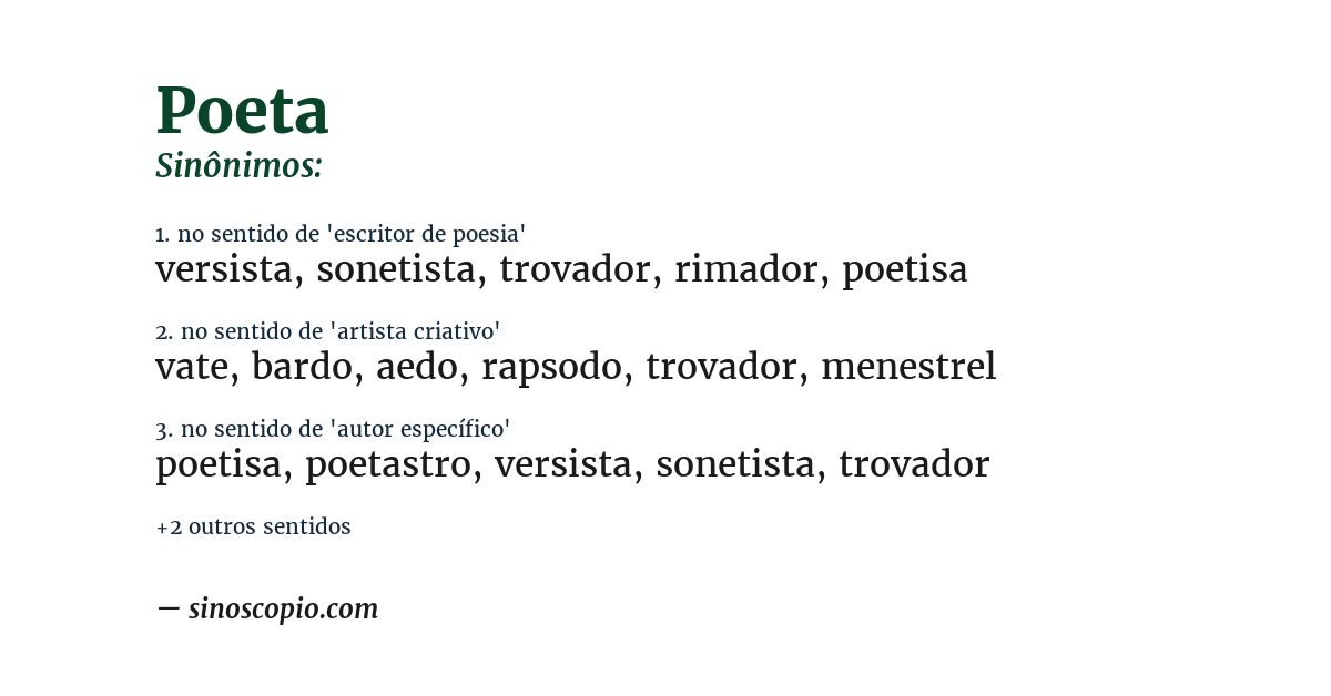 Sinônimo de poeta