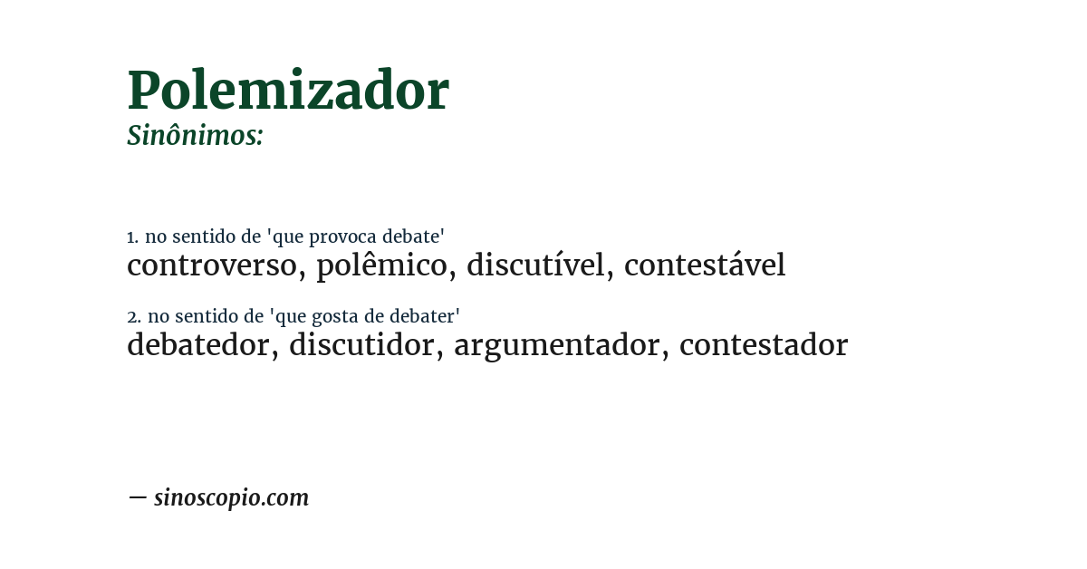 Sinônimo de polemizador