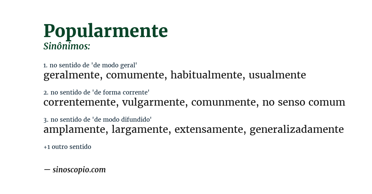 Sinônimo de popularmente
