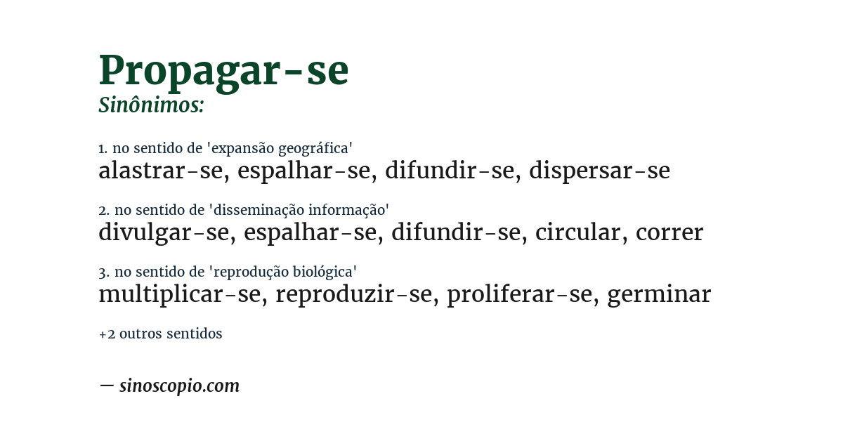 Sinônimo de propagar-se