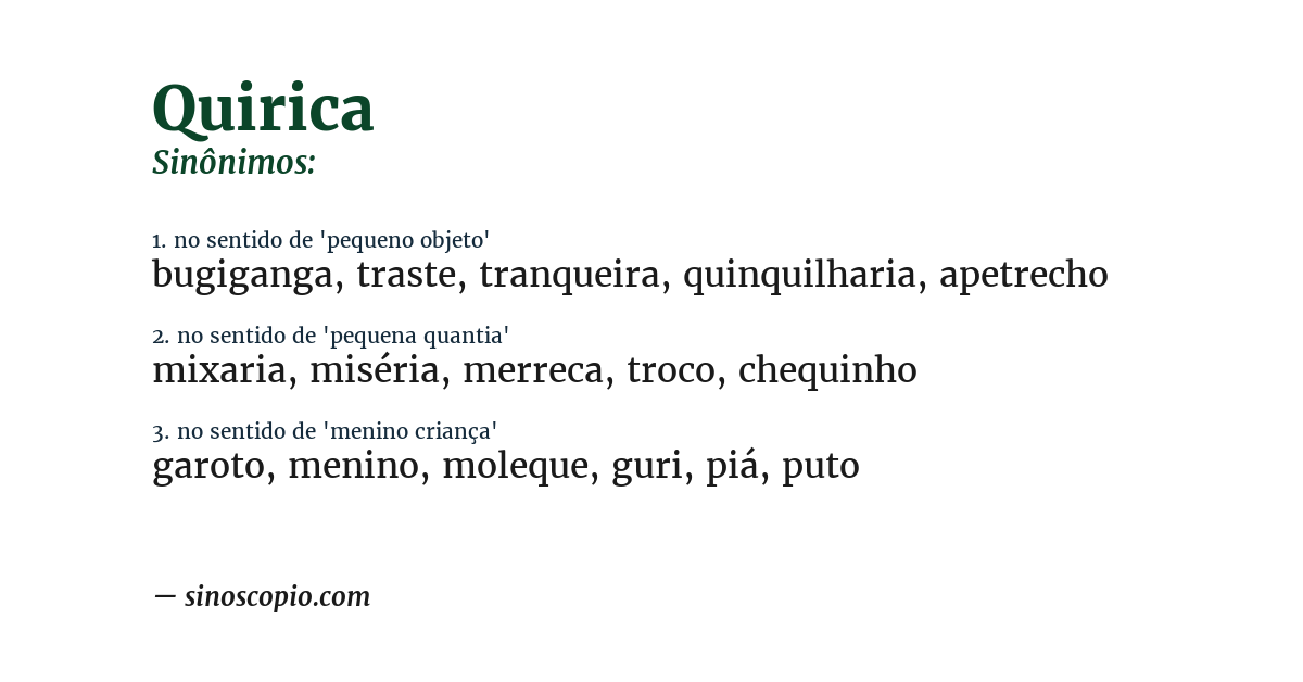Sinônimo de quirica
