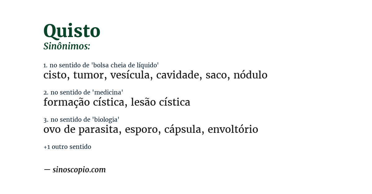 Sinônimo de quisto