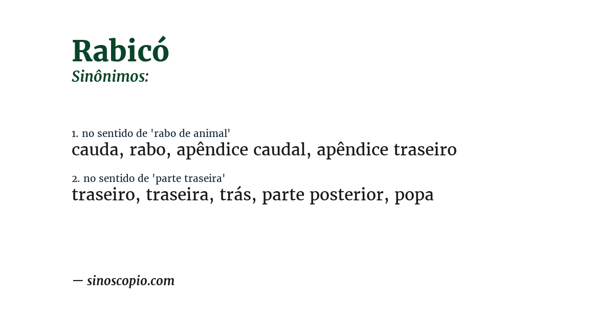 Sinônimo de rabicó
