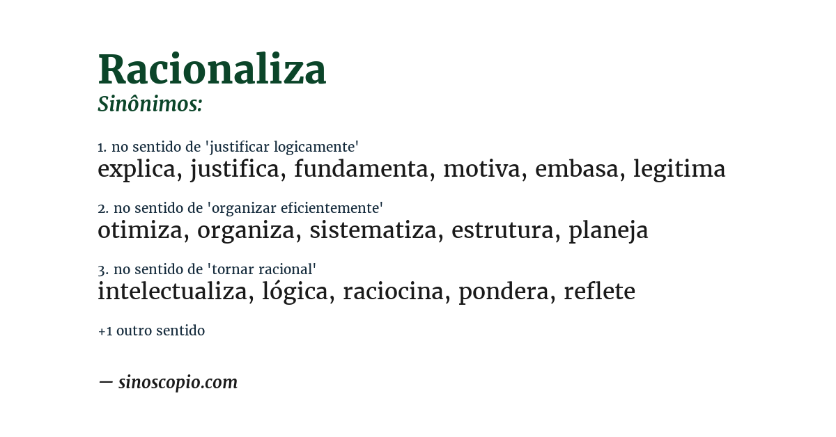 Sinônimo de racionaliza
