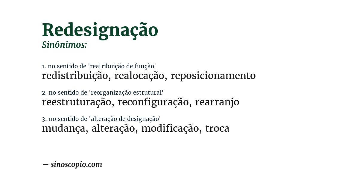 Sinônimo de redesignação