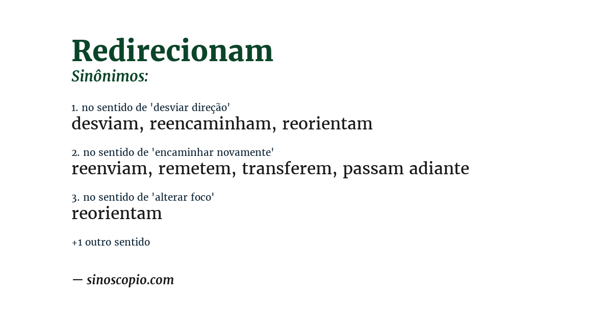 Sinônimo de redirecionam