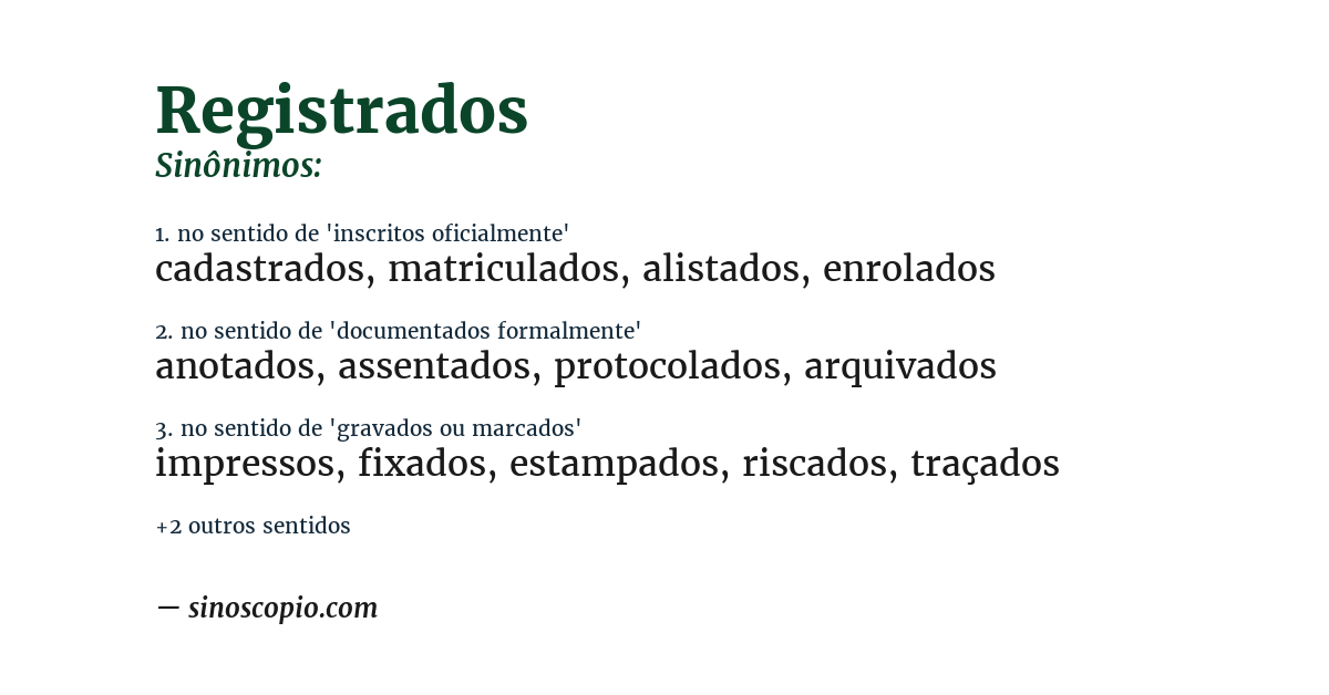Sinônimo de registrados