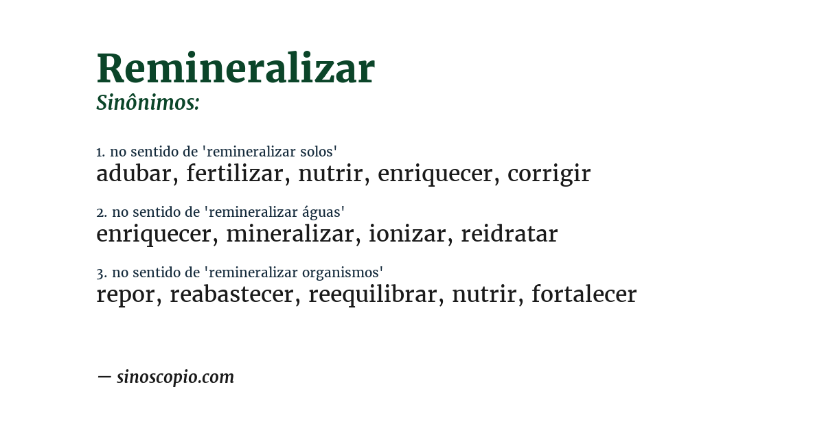 Sinônimo de remineralizar