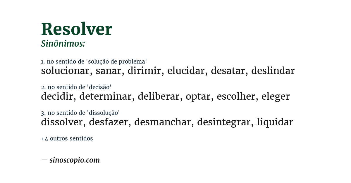 Sinônimo de resolver