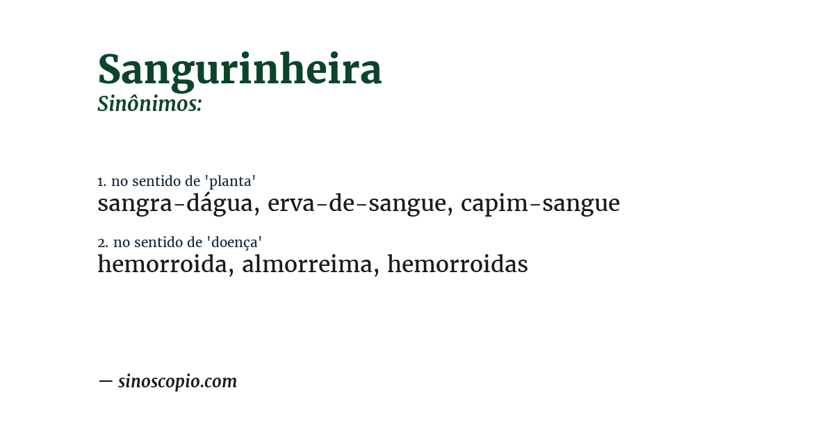 Sinônimo de sangurinheira