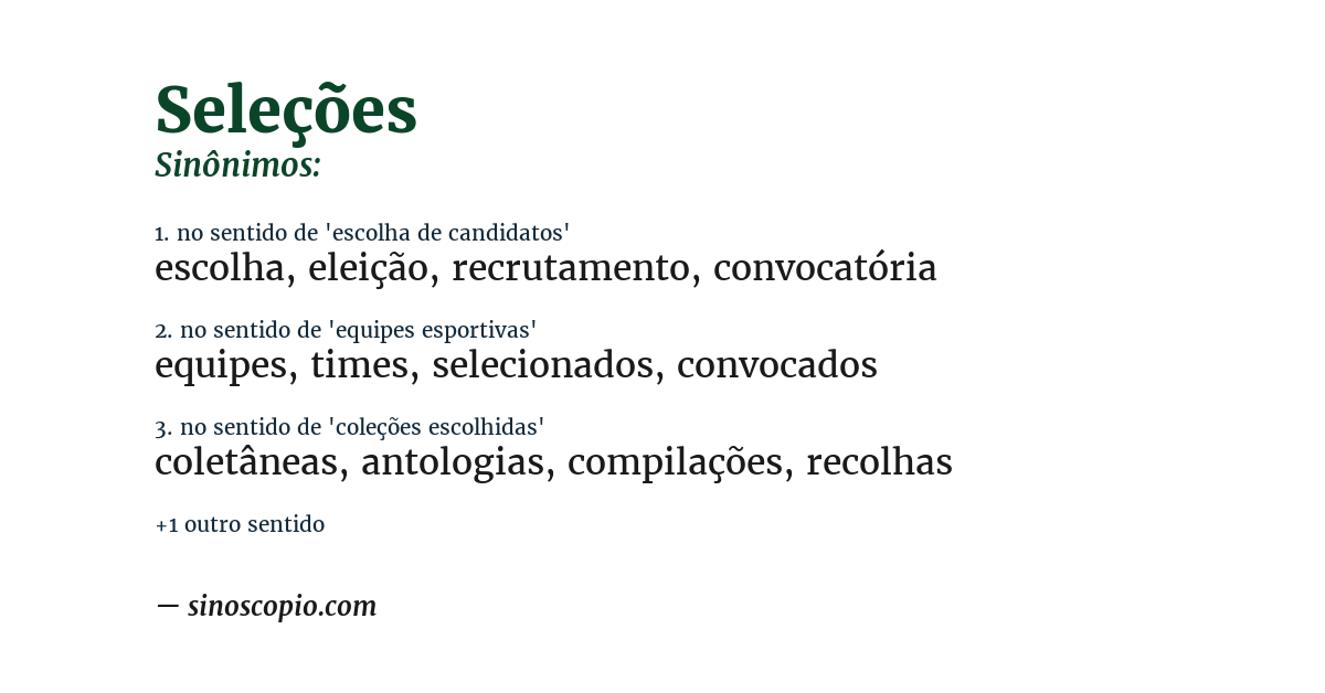 Sinônimo de seleções