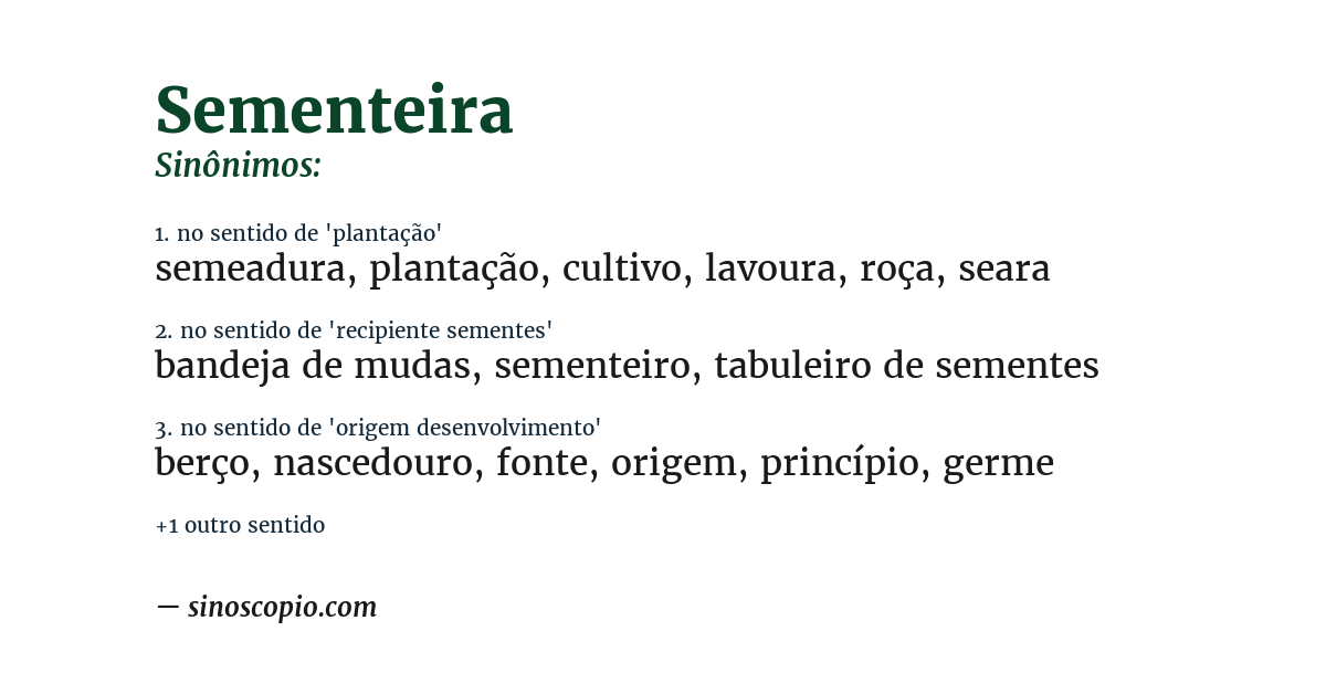 Sinônimo de sementeira