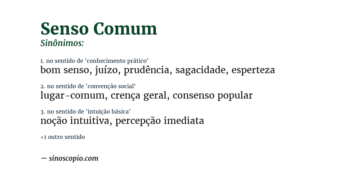 Sinônimo de senso comum