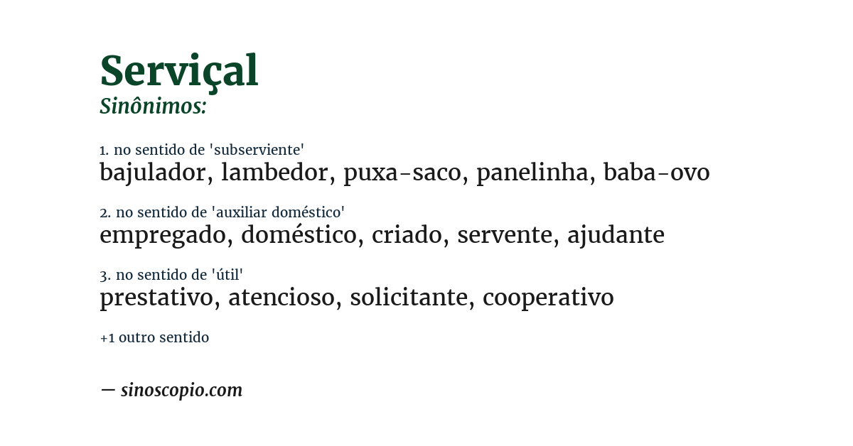 Sinônimo de serviçal