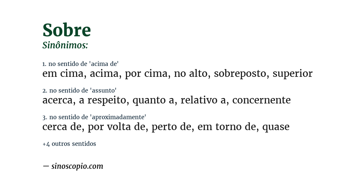 Sinônimo de sobre
