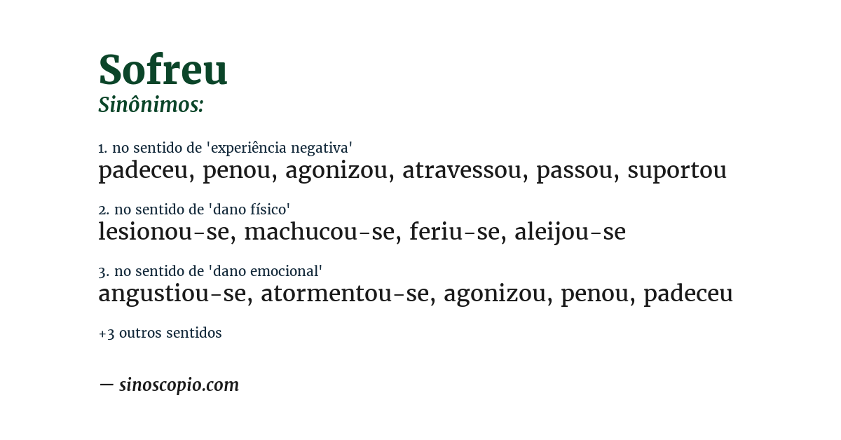 Sinônimo de sofreu
