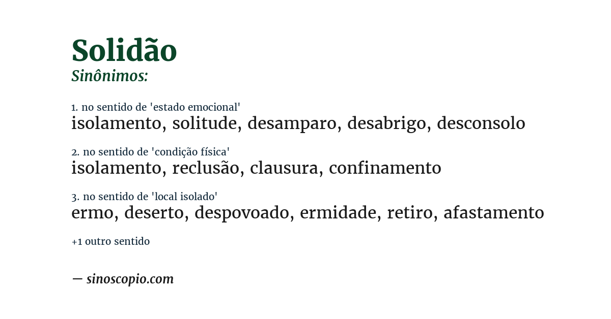 Sinônimo de solidão