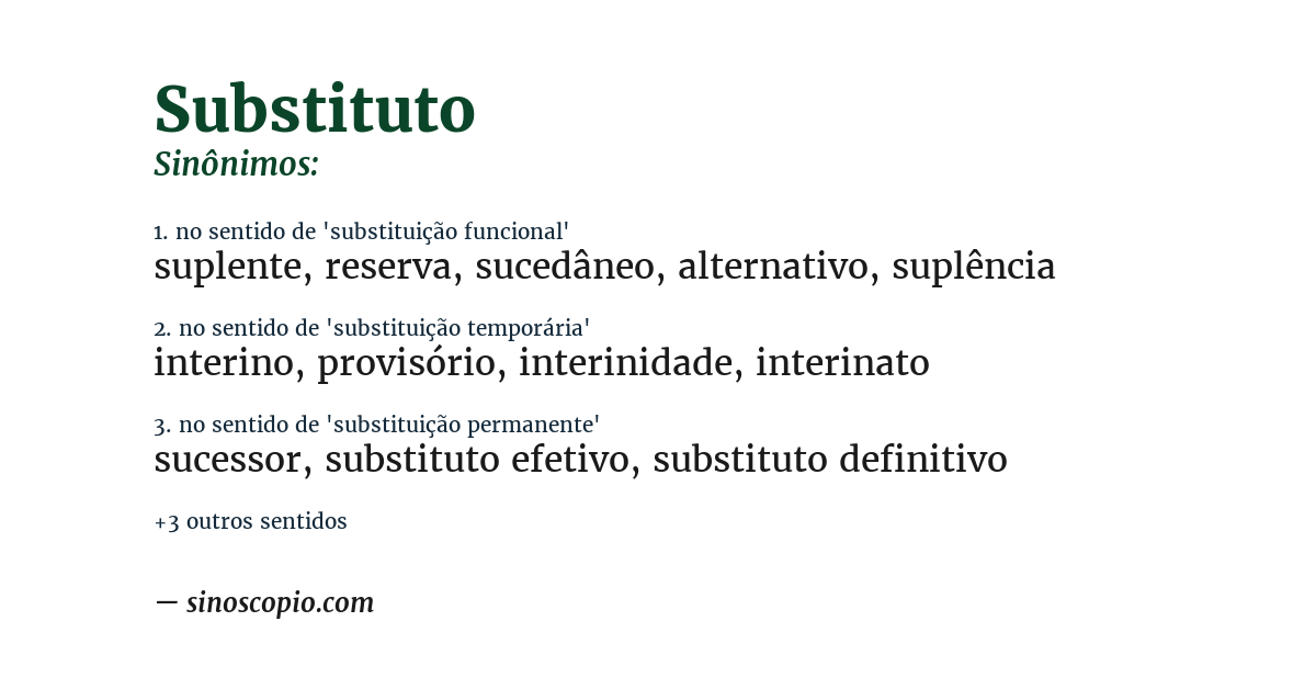 Sinônimo de substituto