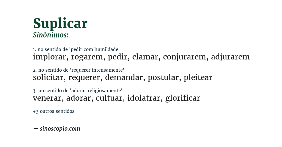 Sinônimo de suplicar