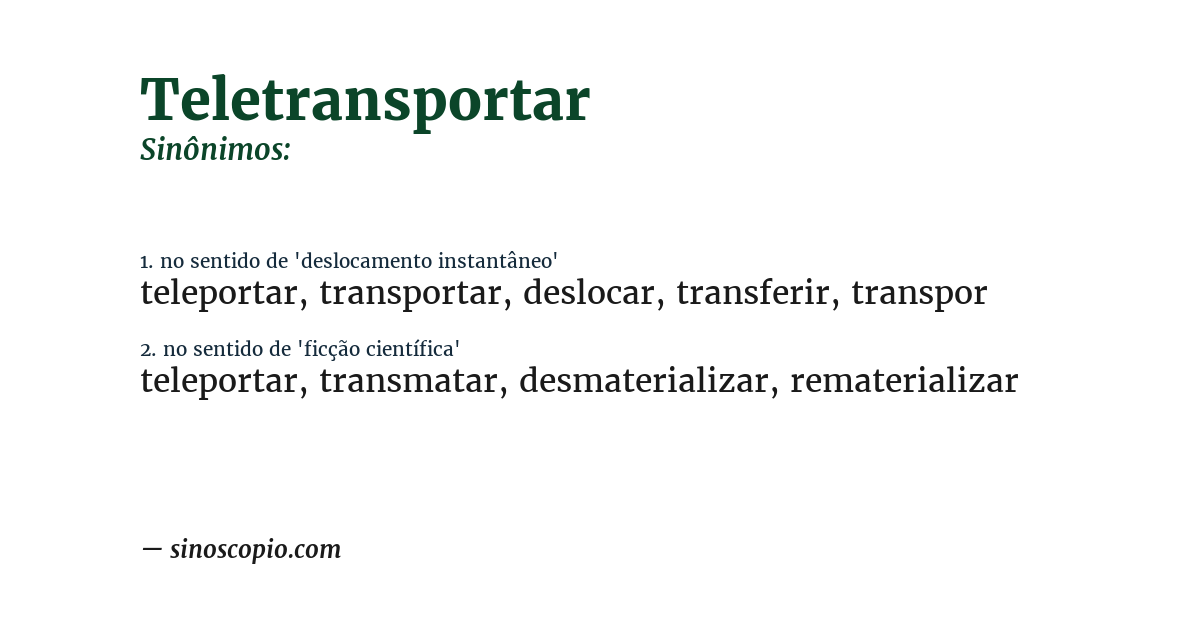 Sinônimo de teletransportar