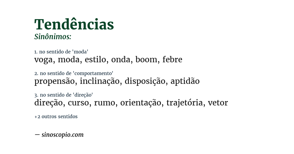 Sinônimo de tendências