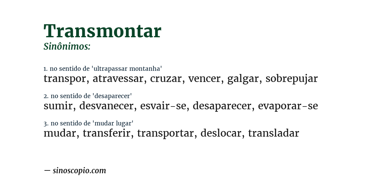 Sinônimo de transmontar