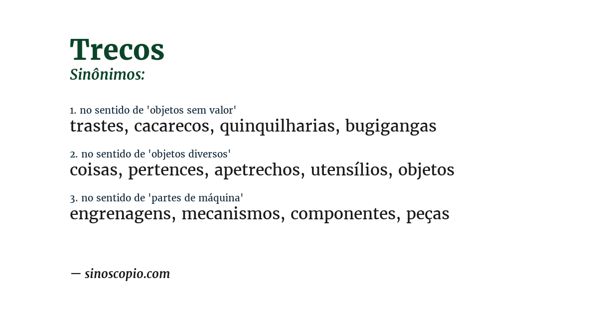 Sinônimo de trecos