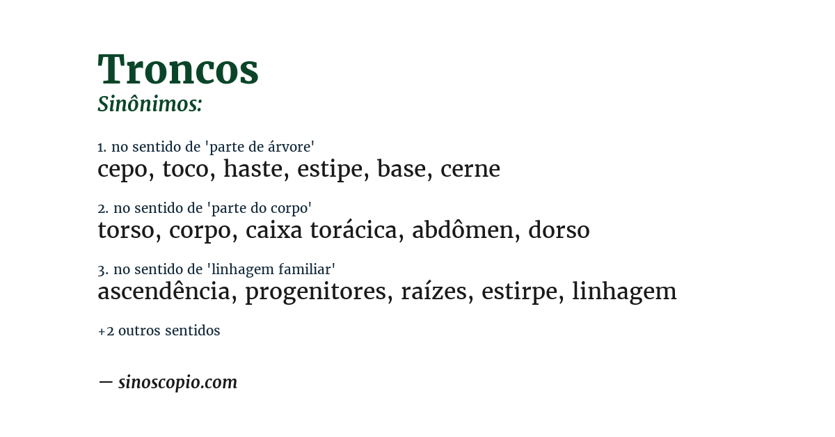 Sinônimo de troncos