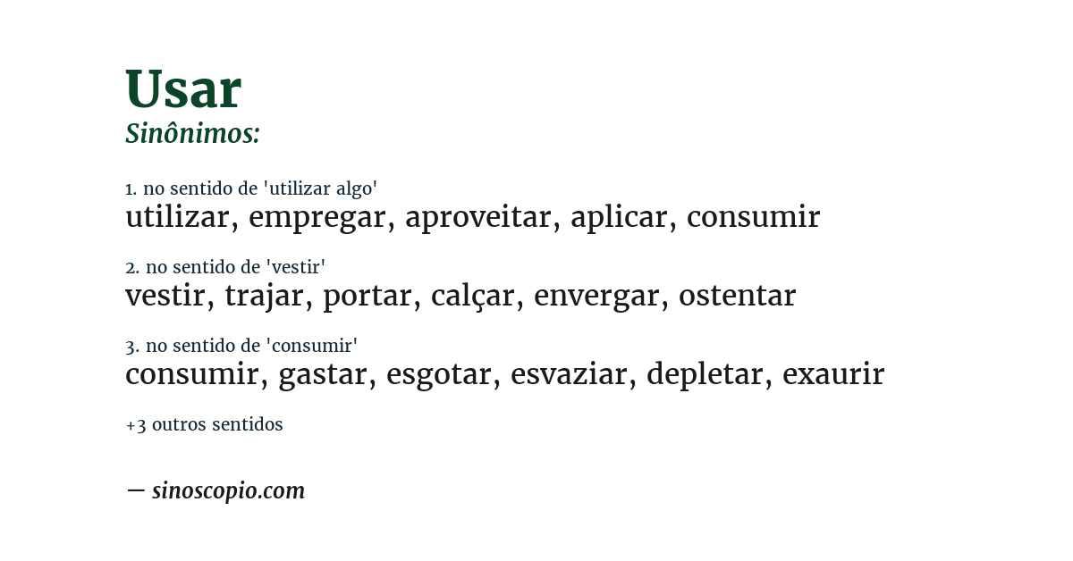 Sinônimo de usar