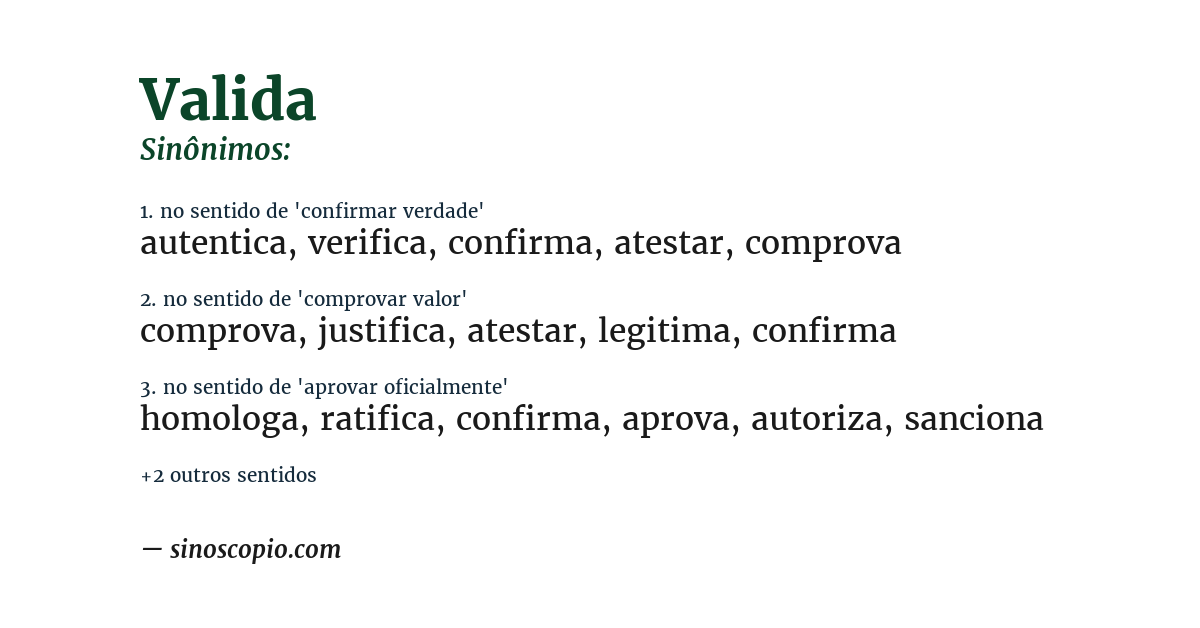 Sinônimo de valida