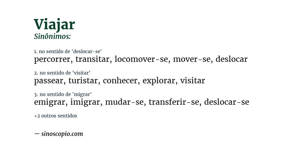 Sinônimo de viajar